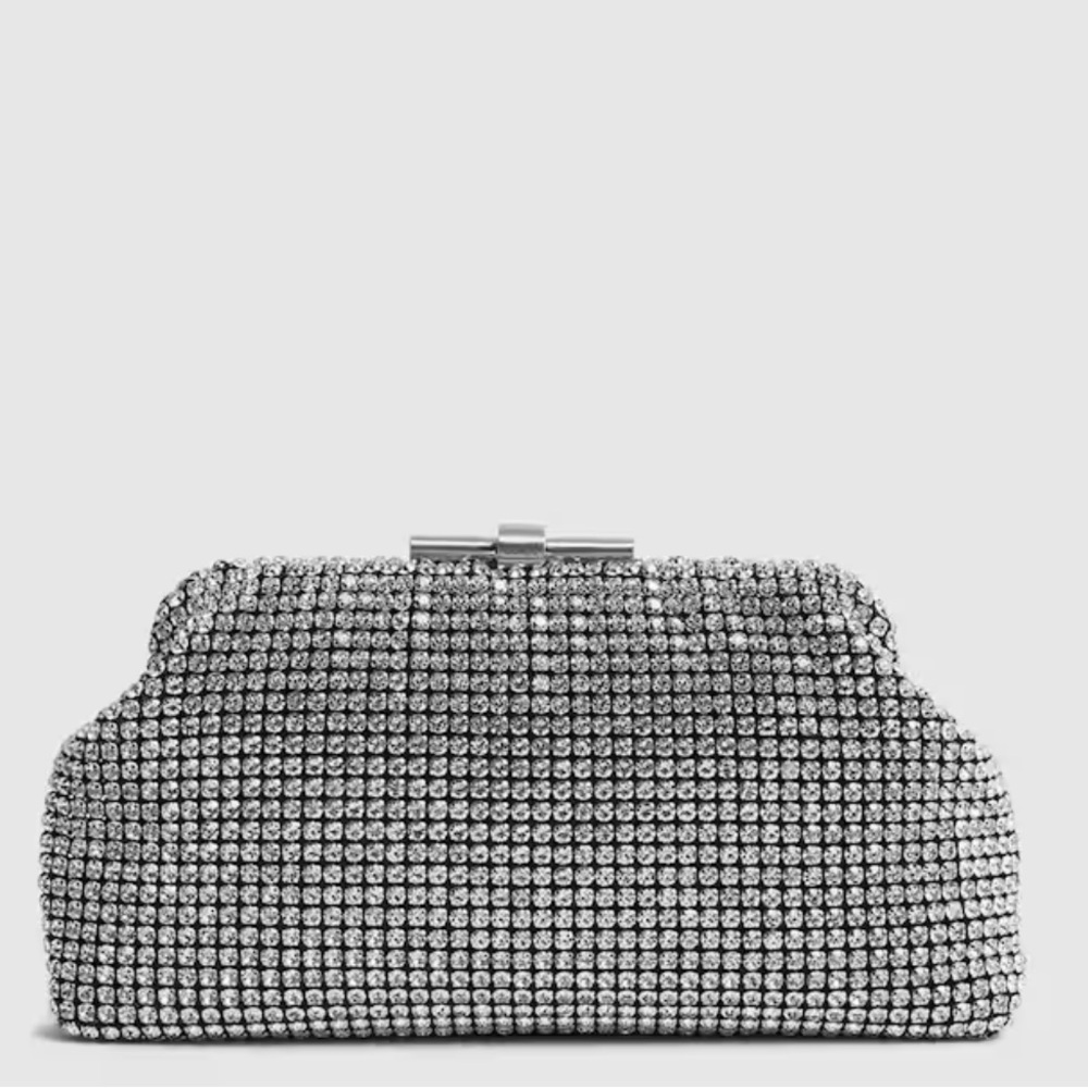 Reiss Adaline Crystal Mesh Clutch